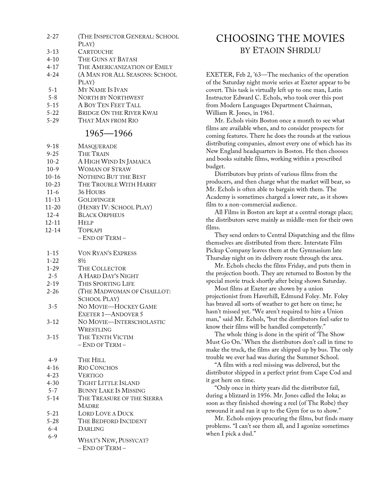 Movies at Exeter '62–'66 - Page 2