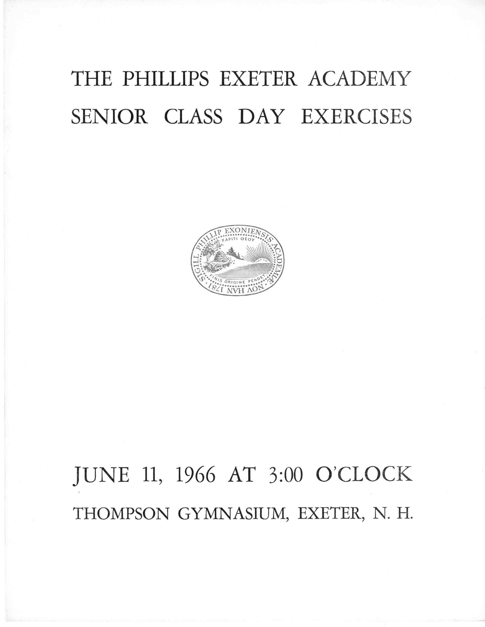 1966 Senior Class Day Exercise Program - Page 1